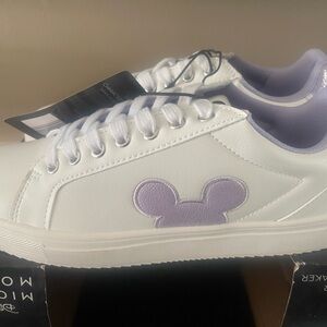 White and Purple Sneakers with Mickey Mouse Design
